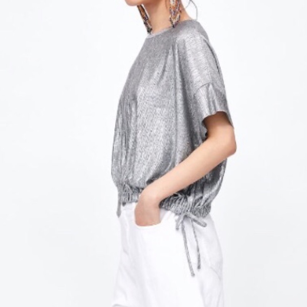 Zara Metallic Look Top - Size Medium